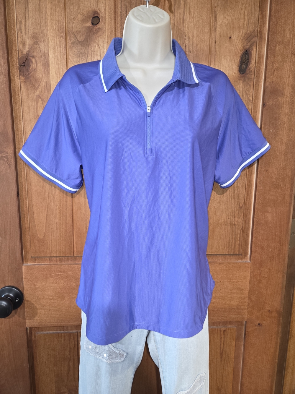 Mondetta Purple Athletic Quarter Zip Polo‎